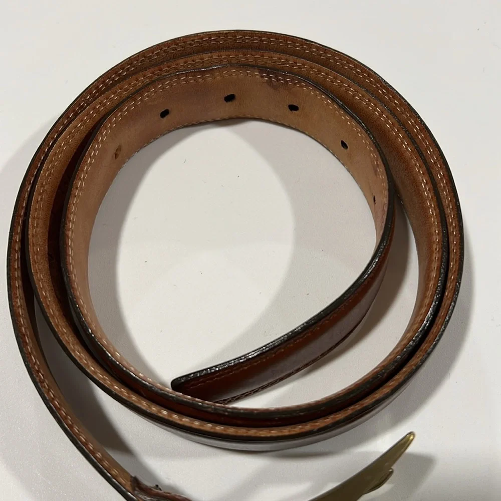 Vintage Italian leather‎ belt - 40, brass hardware